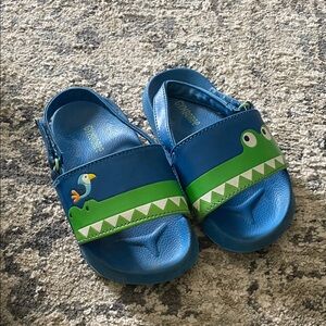 Gymboree Blue and Green Crocodile Slide Sandals for Kids